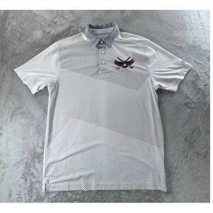 Under Armour Polo Shirt Mens M White Golf HeatGear Bird Logo Athletic Loose